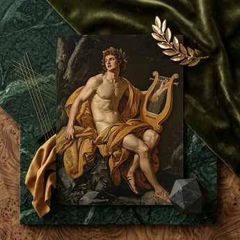 Apollo - Follower of Charles Meynier Art Print / Canvas Classical Painting Muscular Bare-chested Male Figure Golden Laurel Wreath Catches,