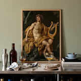 Apollo - Follower of Charles Meynier Art Print / Canvas Framed Classical Painting Muscular Bare-chested Male Figure Golden Laurel Wreath