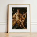 Apollo - Follower of Charles Meynier Art Print / Canvas Framed Classical Painting Muscular Nude Male Figure Golden Laurel Wreath Catches,