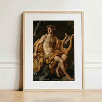 Apollo - Follower of Charles Meynier Art Print / Canvas Framed Classical Painting Muscular Nude Male Figure Golden Laurel Wreath Catches,