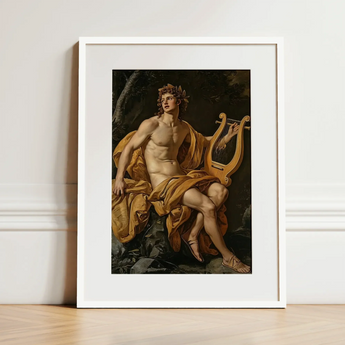 Apollo - Follower of Charles Meynier Art Print / Canvas White-framed Art Print Classical Painting Apollo God Music Laurel Wreath Catches,