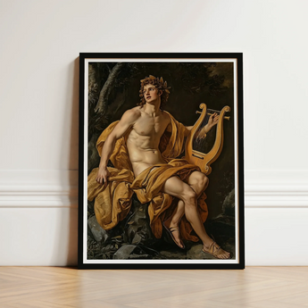 Apollo - Follower of Charles Meynier Art Print / Canvas Framed Classical Painting Muscular Nude Male Figure Golden Laurel Wreath Catches,