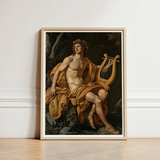 Apollo - Follower of Charles Meynier Art Print / Canvas Framed Classical Painting Muscular Nude Male Figure Golden Laurel Wreath Catches,