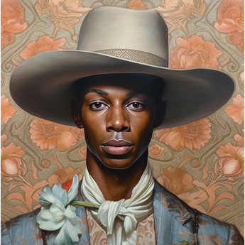 Apollo - Kunstdruck eines schwulen schwarzen Dandy-Cowboys / Leinwand, Poster, Drucke & visuelle Kunstwerke, Toby Leon