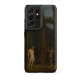 Apollo & Marsyas - Hans Thoma Greek Myth Samsung Case, Galaxy S21 Ultra / Matte, Black Smartphone Case Classical Painting Two Figures Dark