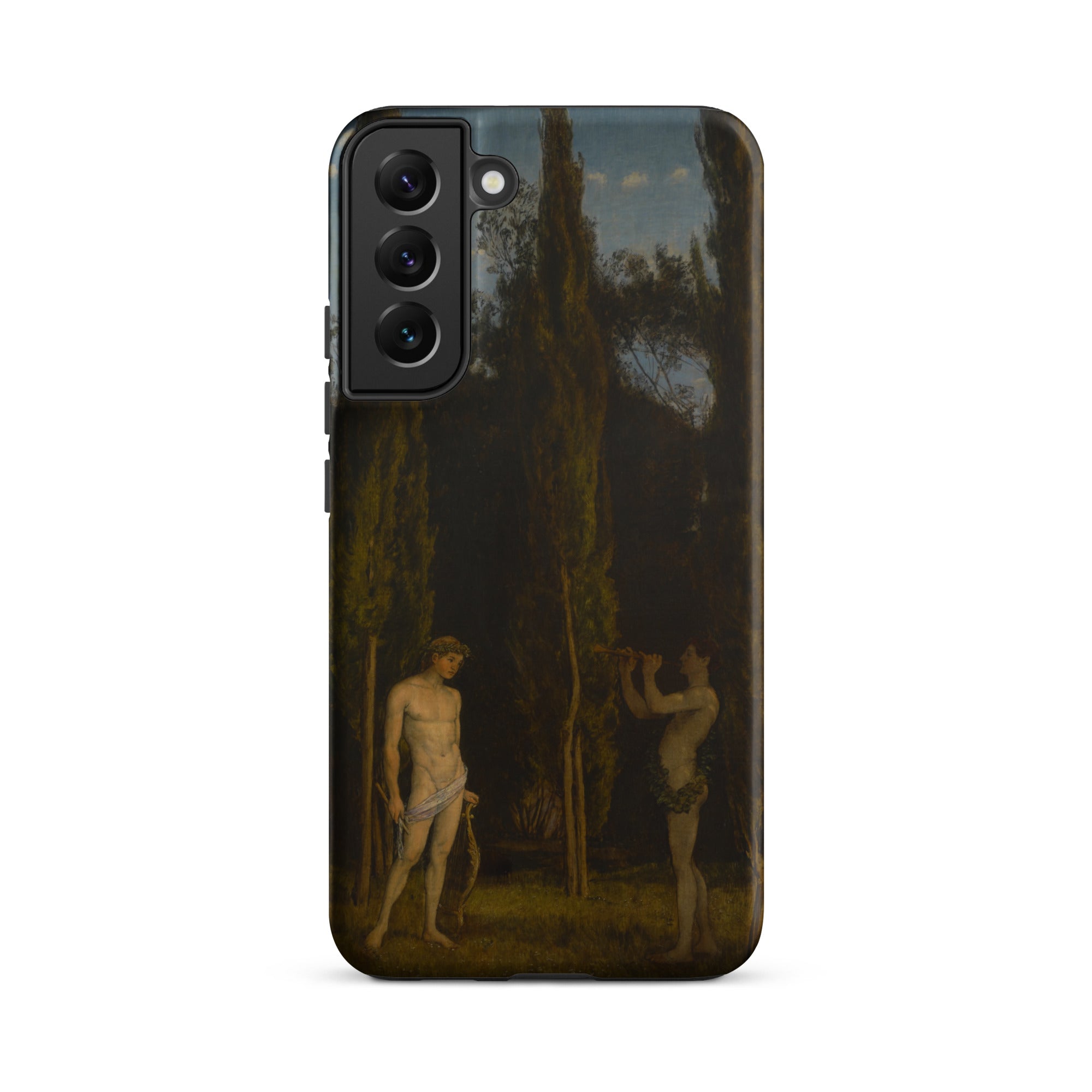 Apollo & Marsyas - Hans Thoma Greek Myth Samsung Case, Galaxy S22 Plus / Matte, Dark-toned Phone Case Classical Painting Two Figures Forest