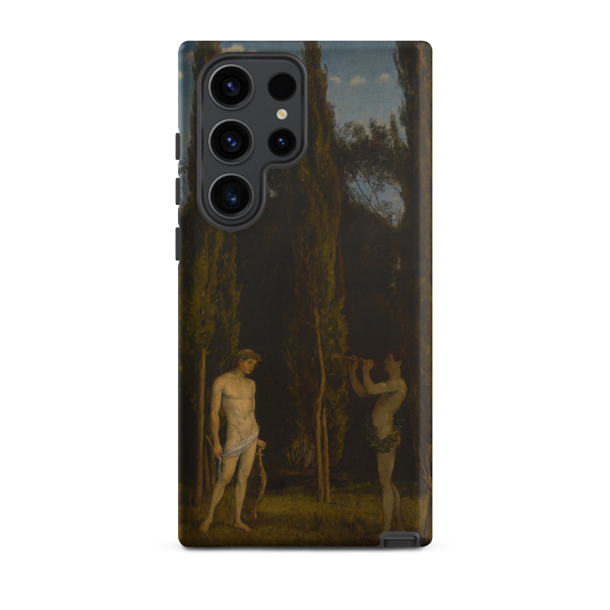 Apollo & Marsyas - Hans Thoma Greek Myth Samsung Case, Galaxy S23 Ultra / Matte, Smartphone Case Classical Painting Two Figures Landscape