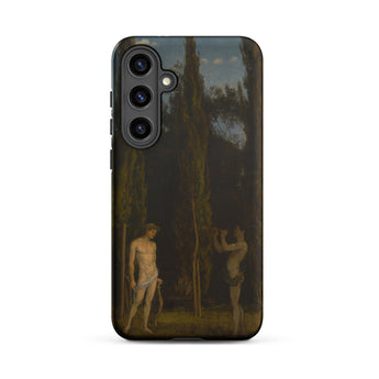 Apollo & Marsyas - Hans Thoma Greek Myth Samsung Case, Galaxy S24 Plus / Matte, Black Smartphone Case Classical Painting Two Figures Dark
