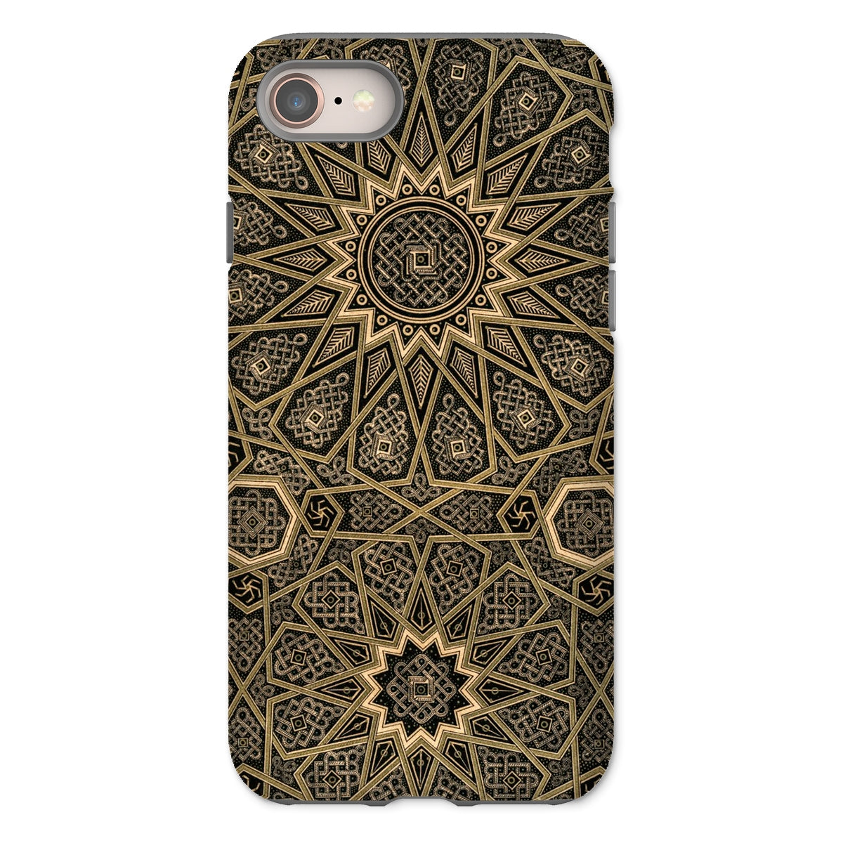 Arabic Ceiling - Emile Prisses D’avennes Iphone Case, 8 / Matte, Phone Case Intricate Gold Black Mandala Pattern