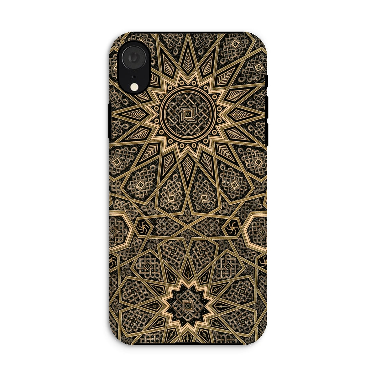 Arabic Ceiling - Emile Prisses D’avennes Iphone Case, Xr / Matte, Phone Case Intricate Gold Black Mandala Pattern