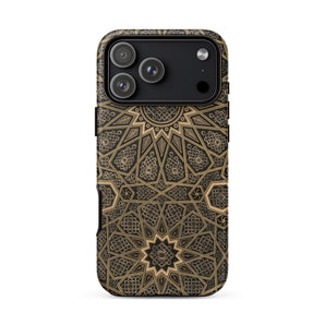Arabic Ceiling - Emile Prisses D’avennes Phone Case Iphone 17 Pro Max / Matte Gold Geometric Patterned Phone Case Black Accents Textured