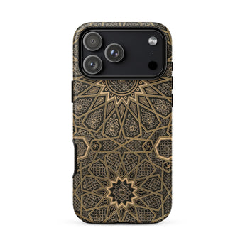 Arabic Ceiling - Emile Prisses D’avennes Phone Case Iphone 17 Pro Max / Matte Gold Geometric Patterned Phone Case Black Accents Textured
