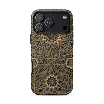 Arabic Ceiling - Emile Prisses D’avennes Phone Case Iphone 17 Pro Max / Matte Gold Geometric Patterned Phone Case Black Accents Textured