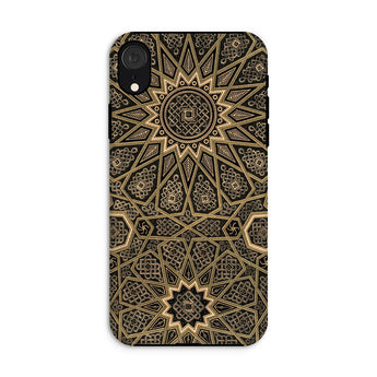 Arabic Ceiling - Emile Prisses D’avennes Phone Case Iphone Xr / Matte Phone Case Intricate Gold Black Mandala Pattern Arabic Ceiling, Emile