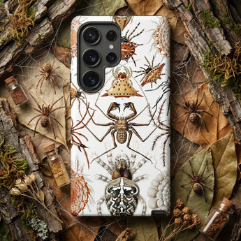 Arachnida - Ernst Haeckel Spider Taxonomy Phone Case White Smartphone Case Adorned Detailed Illustrations Spiders Arachnids Ernst Haeckel