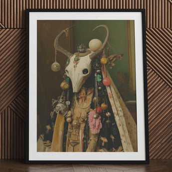 Aradia - Pagan Priestess Art Print / Canvas Black Framed Skull Ornate Jewelry Vintage, Enigmatic Presence Woven, Forbidden Knowledge Prints