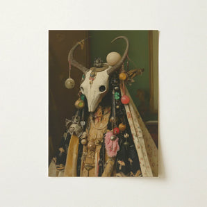 Aradia - Pagan Priestess Art Print / Canvas Decorative White Animal Skull Adorned Intricate, Enigmatic Presence Woven, Forbidden Knowledge
