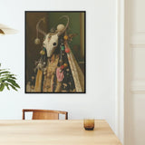 Aradia - Pagan Priestess Art Print / Canvas Framed Artwork White Animal Skull Adorned Colorful Beads, Enigmatic Presence Woven, Forbidden