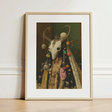 Aradia - Pagan Priestess Art Print / Canvas Framed Art Print White Animal Skull Adorned Colorful Pagan Priestess Art, Enigmatic Presence