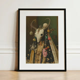 Aradia - Pagan Priestess Art Print / Canvas Framed White Animal Skull Adorned Colorful, Enigmatic Presence Woven, Forbidden Knowledge Prints