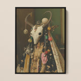 Aradia - Pagan Priestess Framed Canvas, 12x16’’ / 31x41cm / Black Floating Frame, Decorated Animal Skull
