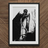 Archangel Holding Cross Art Print / Canvas Framed Black White Photograph Angelic Statue Figure Carved Prints