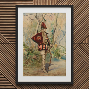 Archer - Casimiro Tomba Kunstdruck / Leinwand, 20x30’’ / 51x76cm / Schwarzer Rahmen / Passepartout, Poster, Drucke & visuelle Kunstwerke, Toby Leon