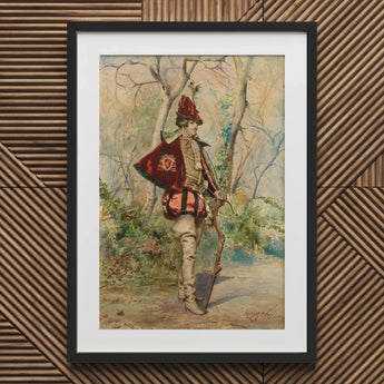 Archer - Casimiro Tomba Art Print / Canvas 19th Century Red Gold Velvet Jacket Fur Collar Tomba’s, Prints