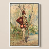 Archer - Casimiro Tomba Art Print / Canvas Framed Watercolor Painting 17th-century Soldier Red Gold Attire Tomba’s, Prints
