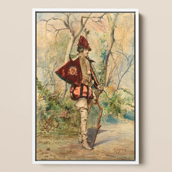 Archer - Casimiro Tomba Art Print / Canvas Framed Watercolor Painting 17th-century Soldier Red Gold Attire Tomba’s, Prints