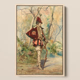 Archer - Casimiro Tomba Art Print / Canvas Framed Watercolor Painting Man Historical Attire Red Feathered Tomba’s, Prints