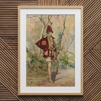 Archer - Casimiro Tomba Art Print / Canvas Wooden Framed Watercolor Painting Man Historical Attire Tomba’s, Prints