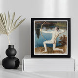 Archer - Vaino Blomstedt Art Print / Canvas Black-framed Artwork Nude Figure Pose Bow Arrow Set Väinö Blomstedt’s, Male, Raw Sienna Grass,