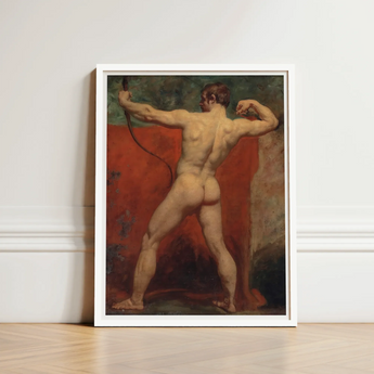 Framed Classical Painting Muscular Nude Male Figure Dynamic Etty’s Brush Tears, Hot Coal Pulled, Arm Thrown Wide, William Etty Art, Print