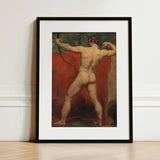 Archer - William Etty Art Print / Canvas Black-framed Classical Nude Male Figure Dynamic Etty’s Brush Tears, Hot Coal Pulled, Arm Thrown