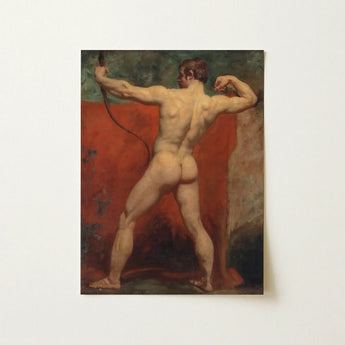 Archer - William Etty Art Print / Canvas Classical Oil Painting Muscular Nude Male Figure Dynamic Etty’s Brush Tears, Hot Coal Pulled, Arm