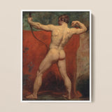 Archer - William Etty Art Print / Canvas Framed Oil Painting Muscular Nude Male Figure Dynamic Etty’s Brush Tears, Hot Coal Pulled, Figure,