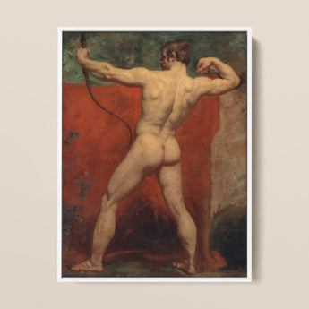 Archer - William Etty Art Print / Canvas Framed Oil Painting Muscular Nude Male Figure Dynamic Etty’s Brush Tears, Hot Coal Pulled, Figure,