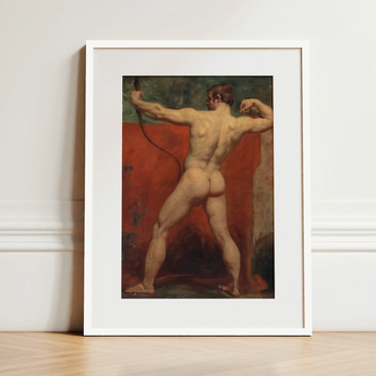 Archer - William Etty Art Print / Canvas White-framed Art Print Muscular Nude Male Figure Athletic Etty’s Brush Tears, Hot Coal Pulled,