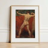 Archer - William Etty Art Print / Canvas Framed Muscular Nude Male Figure Dynamic Etty’s Brush Tears, Hot Coal Pulled, Arm Thrown Wide,