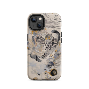 Archimedes - Surreal Owl Art Phone Case Iphone 14 / Matte Owl-themed Iphone Case Surreal Owl Art, Ether, Each Wingbeat Scribbling, Visual