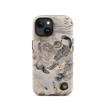 Archimedes - Surreal Owl Art Phone Case Iphone 15 / Matte Owl-themed Iphone Case Surreal Owl Art, Ether, Each Wingbeat Scribbling, Visual