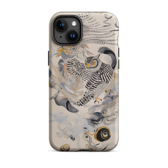 Archimedes - Surreal Owl Art Phone Case Iphone 15 Plus / Matte Owl-themed Phone Case Surreal Owl Art, Ether, Each Wingbeat Scribbling,