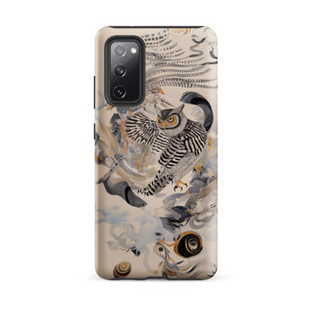 Archimedes - Surreal Owl Art Phone Case Samsung Galaxy S20 Fe / Matte Phone Case Detailed Illustration Owl Black White Striped Surreal Art,