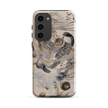 Archimedes - Surreal Owl Art Phone Case Samsung Galaxy S23 Plus / Gloss Sleek Phone Case Detailed Illustration Owl Black White Surreal Art,