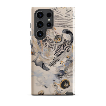 Archimedes - Surreal Owl Art Phone Case Samsung Galaxy S23 Ultra / Gloss Sleek Transparent Phone Case Detailed Black-and-white Illustration