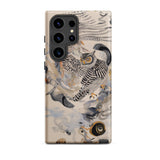 Archimedes - Surreal Owl Art Phone Case Samsung Galaxy S24 Ultra / Matte Sleek Phone Case Detailed Illustration Owl Black White Surreal