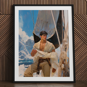 Arctic Circuit - Gay Naval Explorer Art Print / Canvas, 24x32’’ / 61x81cm / Black Frame / Matboard, Posters Prints & Visual Artwork, Toby