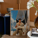 Arctic Circuit - Gay Naval Explorer Art Print / Canvas Framed Digital Artwork Young Man White Shirt Sailboat Icy Grandeur Meets Sun-kissed