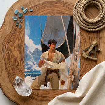 Arctic Circuit - Gay Naval Explorer Art Print / Canvas Rectangular Art Print Young Man Nautical Attire Sailboat Icy Grandeur Meets